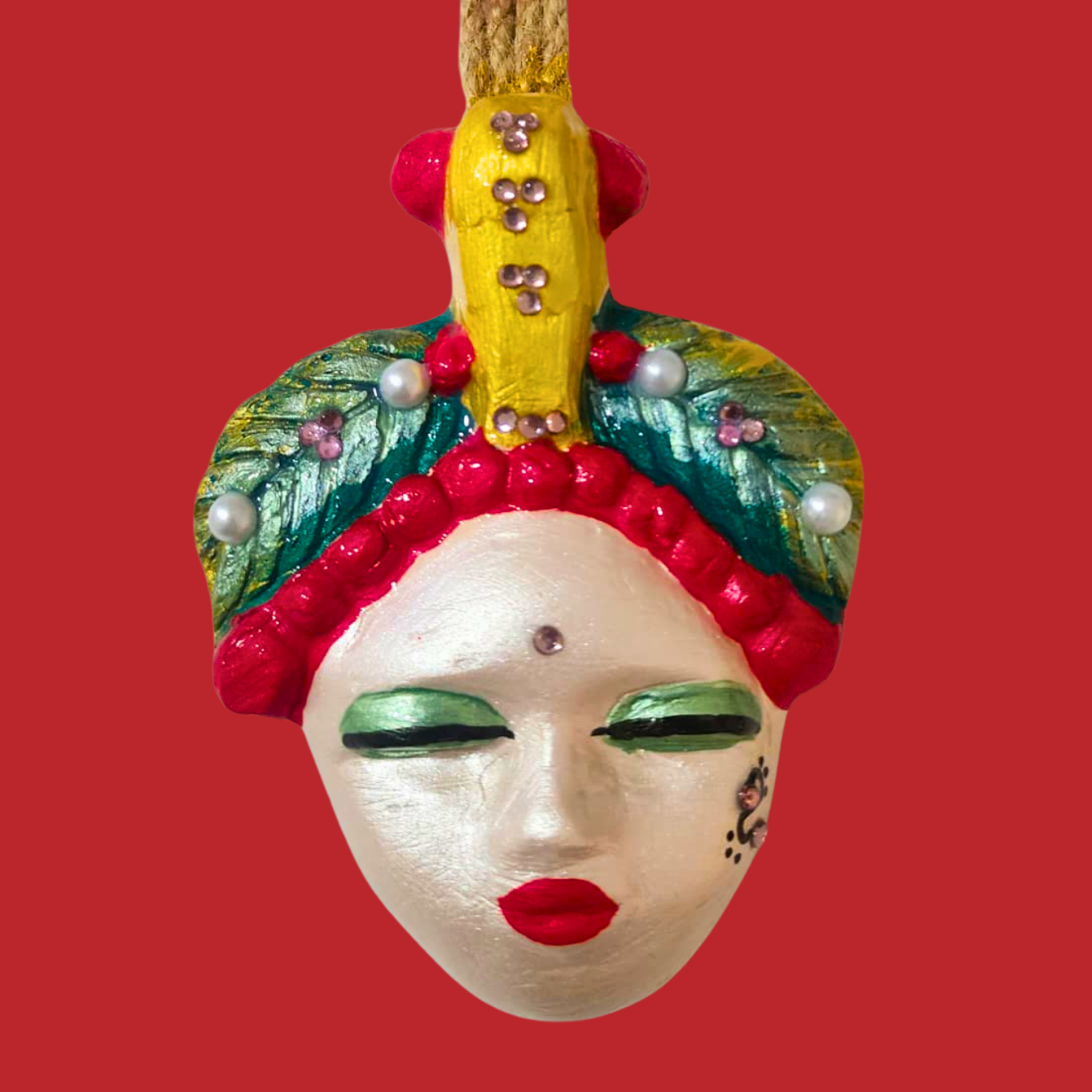 Şans Bebekleri Serisi No.65 - El Yapımı Seramik Maske