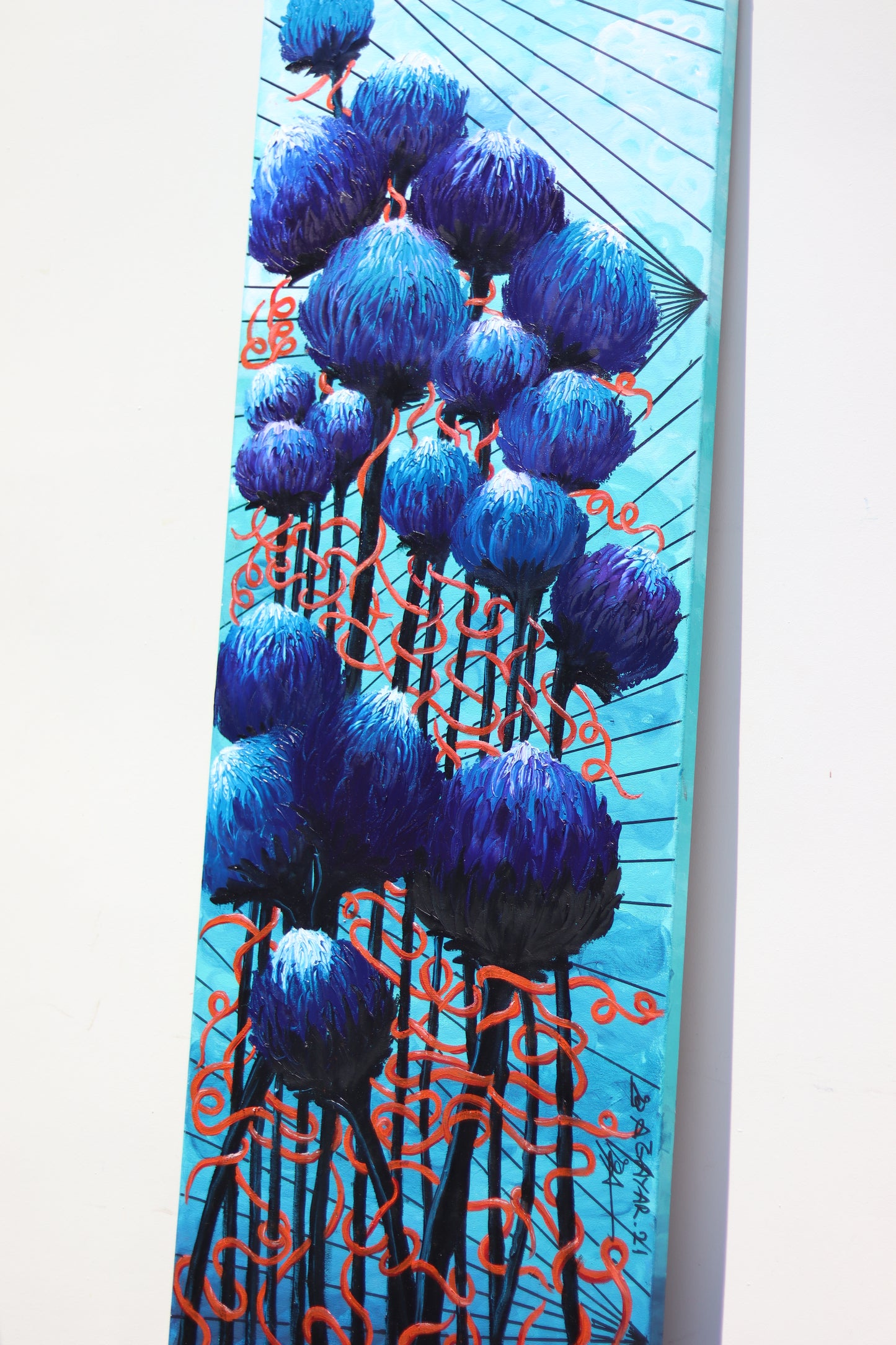 Krizantem Serisi No.12 Yağlı Boya Tablosu(180x60)