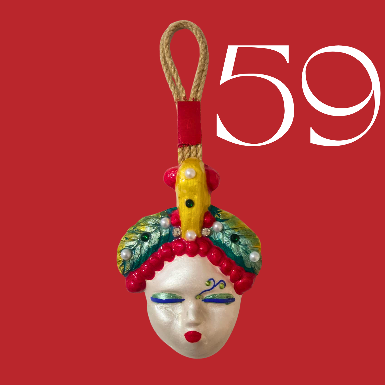 Şans Bebekleri Serisi No.59 - El Yapımı Seramik Maske