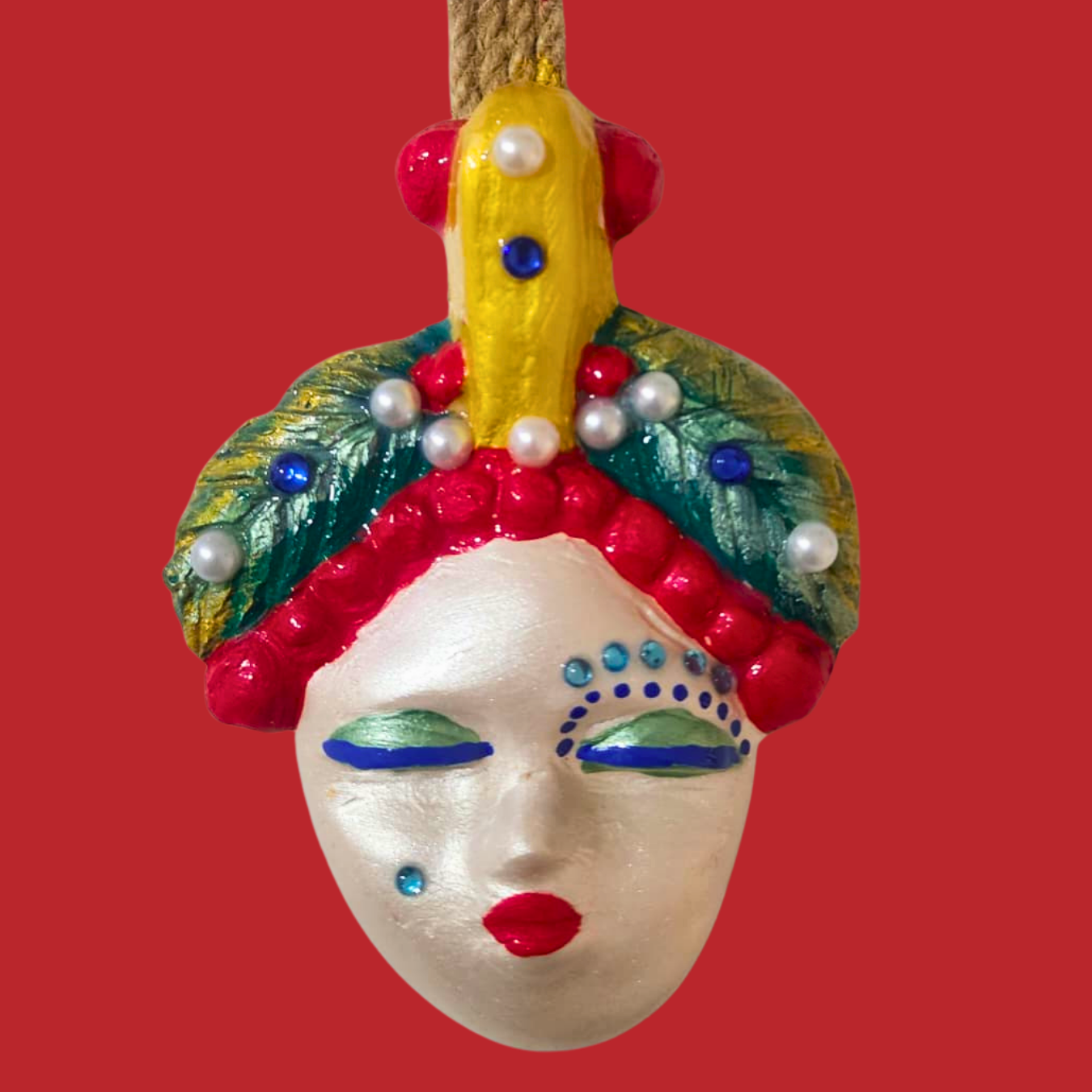 Şans Bebekleri Serisi No.62 - El Yapımı Seramik Maske