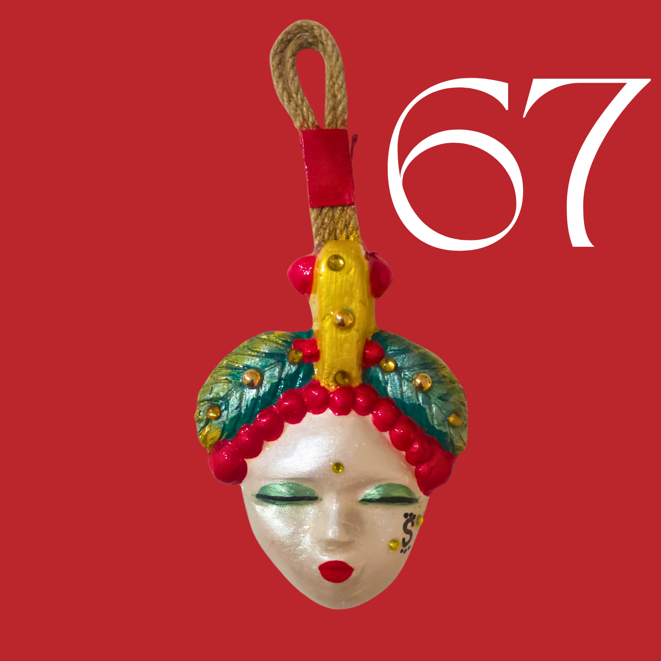 Şans Bebekleri Serisi No.67 - El Yapımı Seramik Maske