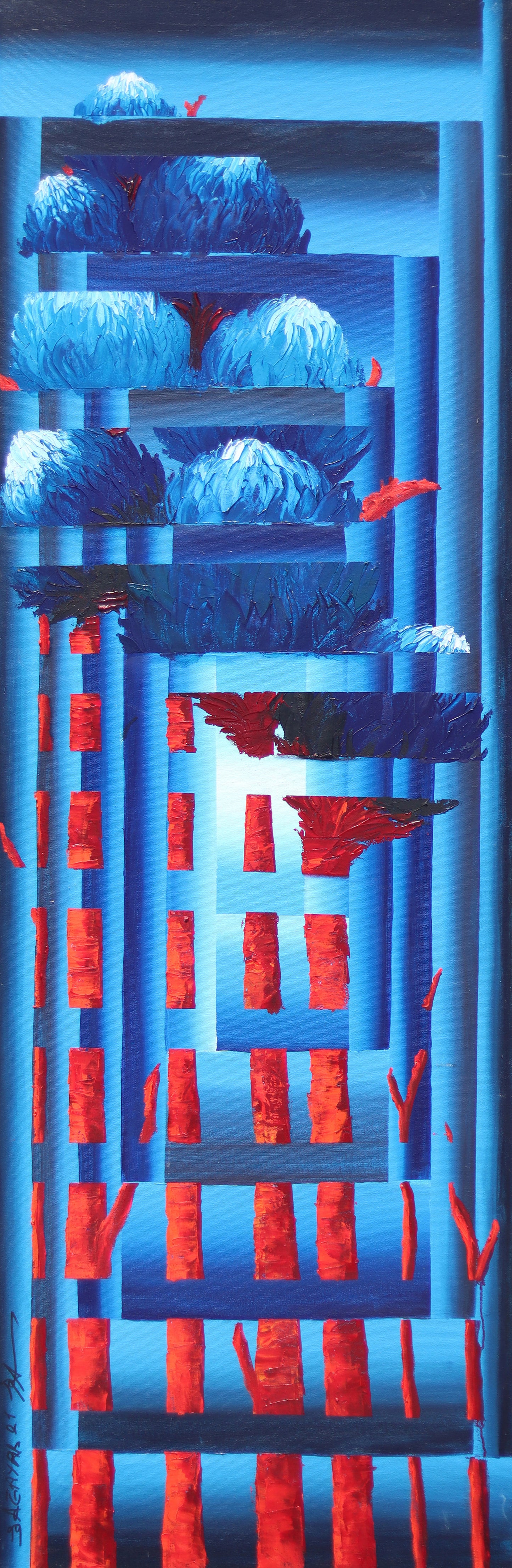 Krizantem Serisi No.13 Yağlı Boya Tablosu(180x60)