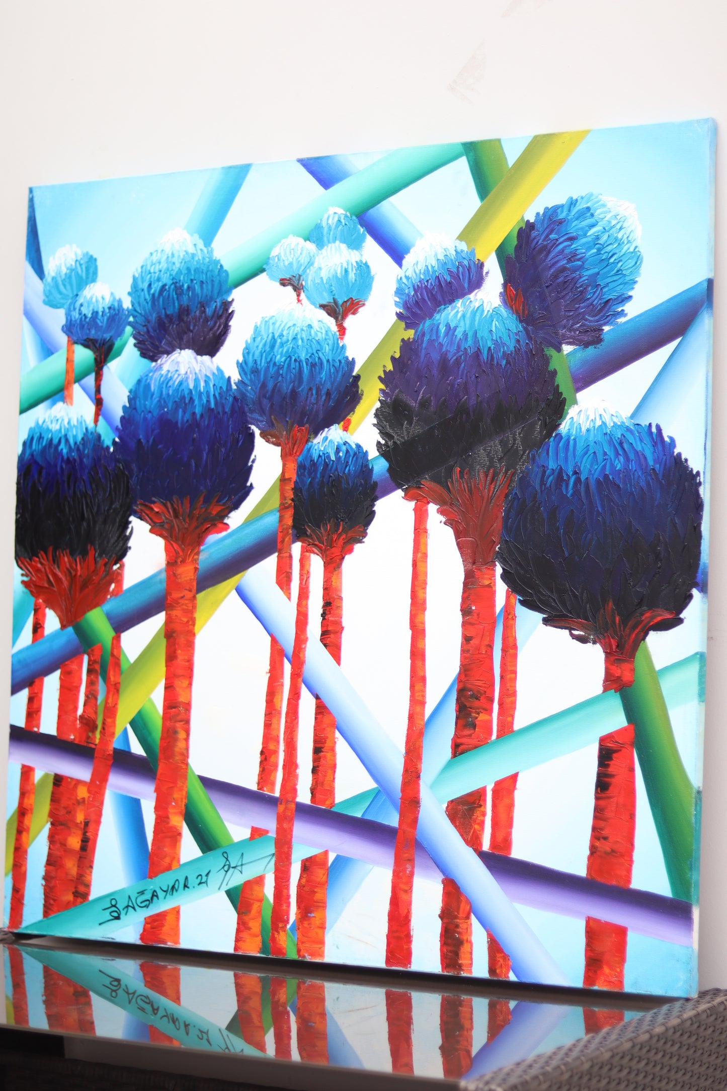 Krizantem Serisi No.04 Yağlı Boya Tablosu(100x100)