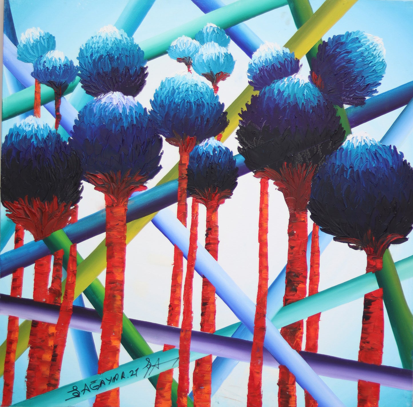 Krizantem Serisi No.04 Yağlı Boya Tablosu(100x100)