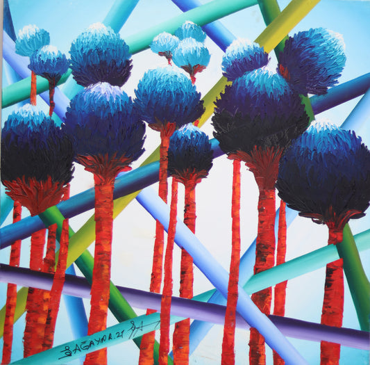 Krizantem Serisi No.04 Yağlı Boya Tablosu(100x100)